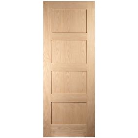 4 panel Shaker Oak veneer Internal Fire Door, (H)1981mm (W)762mm (T)44mm
