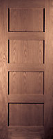 4 panel Shaker Walnut veneer Internal Door, (H)1981mm (W)610mm (T)35mm