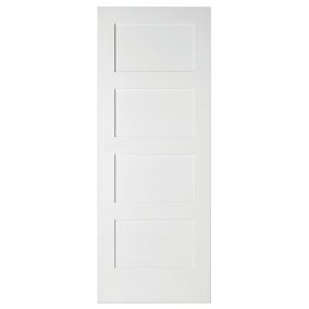 4 panel Shaker White Internal Door, (H)1981mm (W)762mm (T)35mm