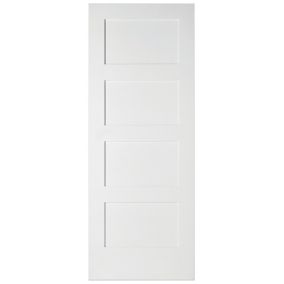 4 panel Shaker White Internal Door, (H)1981mm (W)838mm (T)35mm
