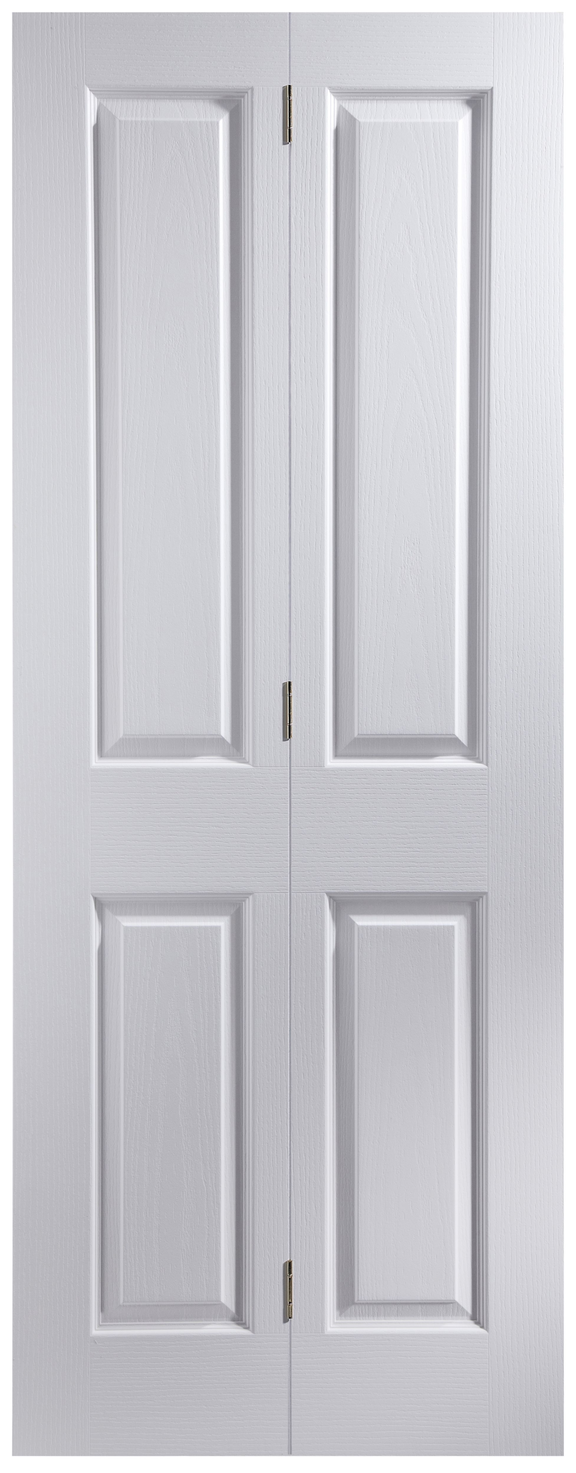 4 panel Unglazed Contemporary White Woodgrain effect Internal Bi-fold Door set, (H)1950mm (W)826mm
