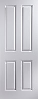 4 panel Unglazed Contemporary White Woodgrain effect Internal Door, (H)1981mm (W)838mm (T)35mm