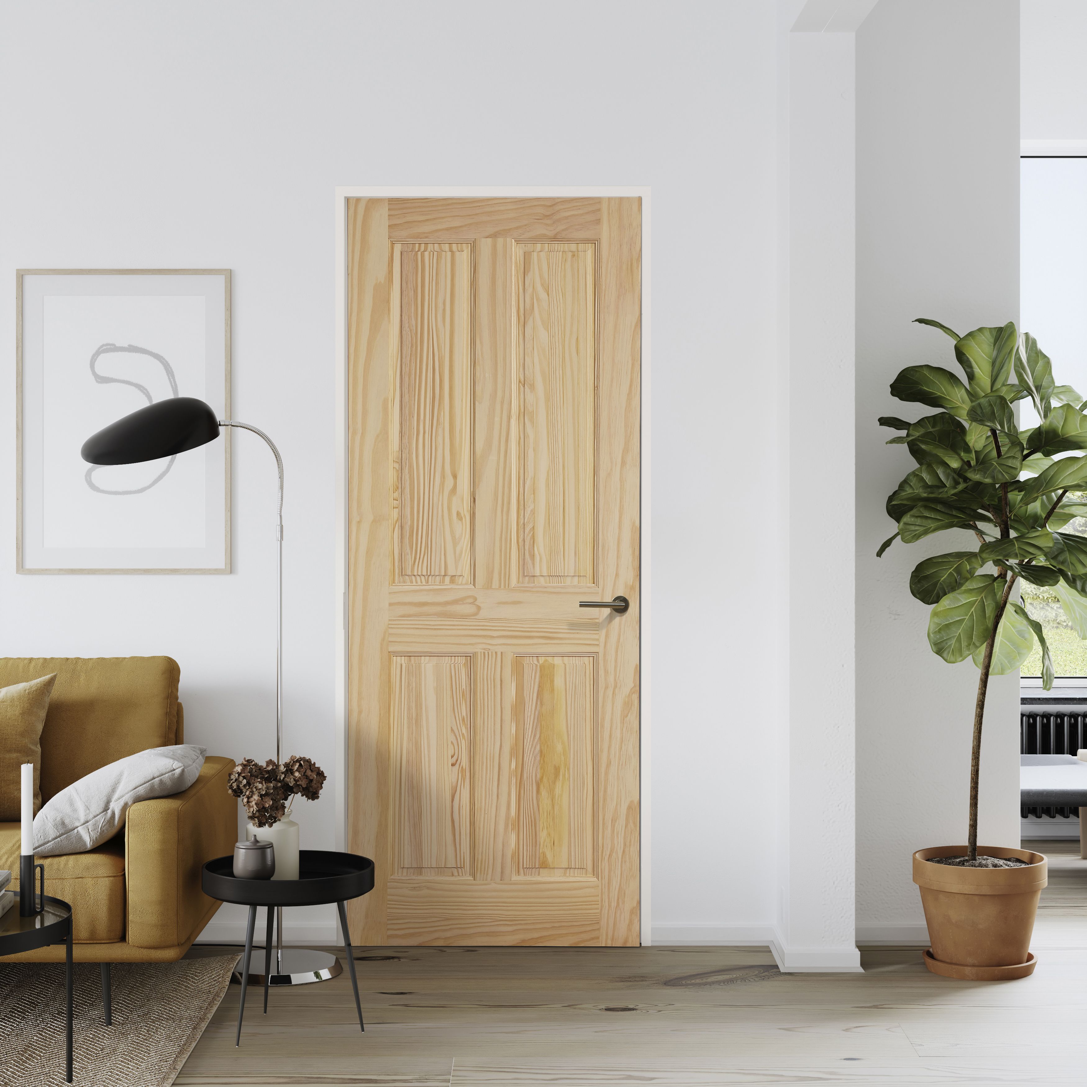 4 panel Unglazed Internal Fire door, (H)2040mm (W)826mm (T)40mm
