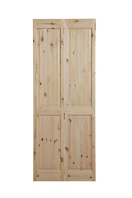 4 panel Unglazed Knotty pine Internal Bi-fold Door set, (H)1946mm (W)750mm