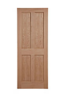 4 panel Unglazed Oak veneer Internal Door, (H)1981mm (W)838mm (T)35mm
