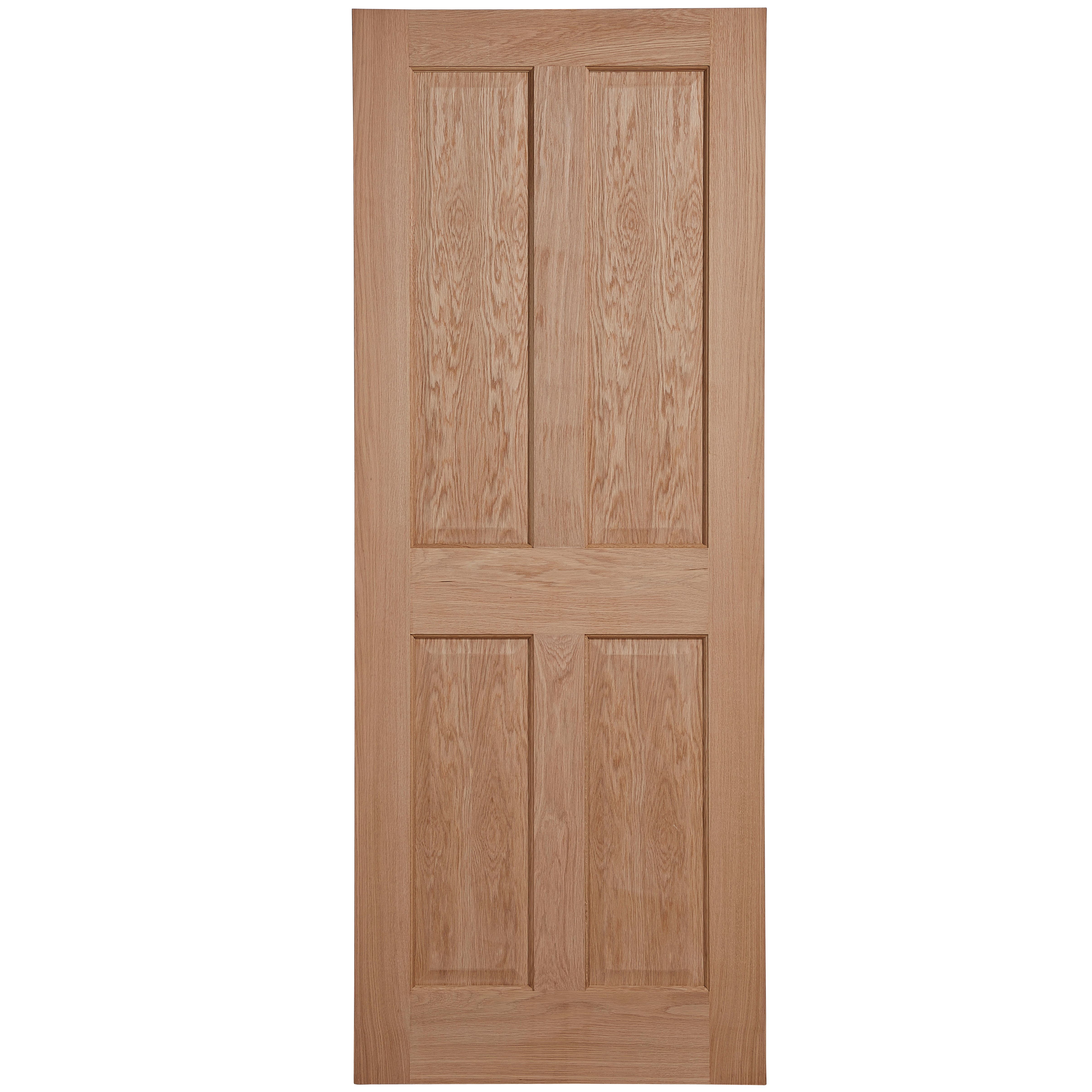 4 panel Unglazed Oak veneer Internal Fire door, (H)1981mm (W)686mm (T)35mm