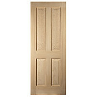 4 panel Unglazed Oak veneer Internal Fire door, (H)1981mm (W)762mm (T)35mm