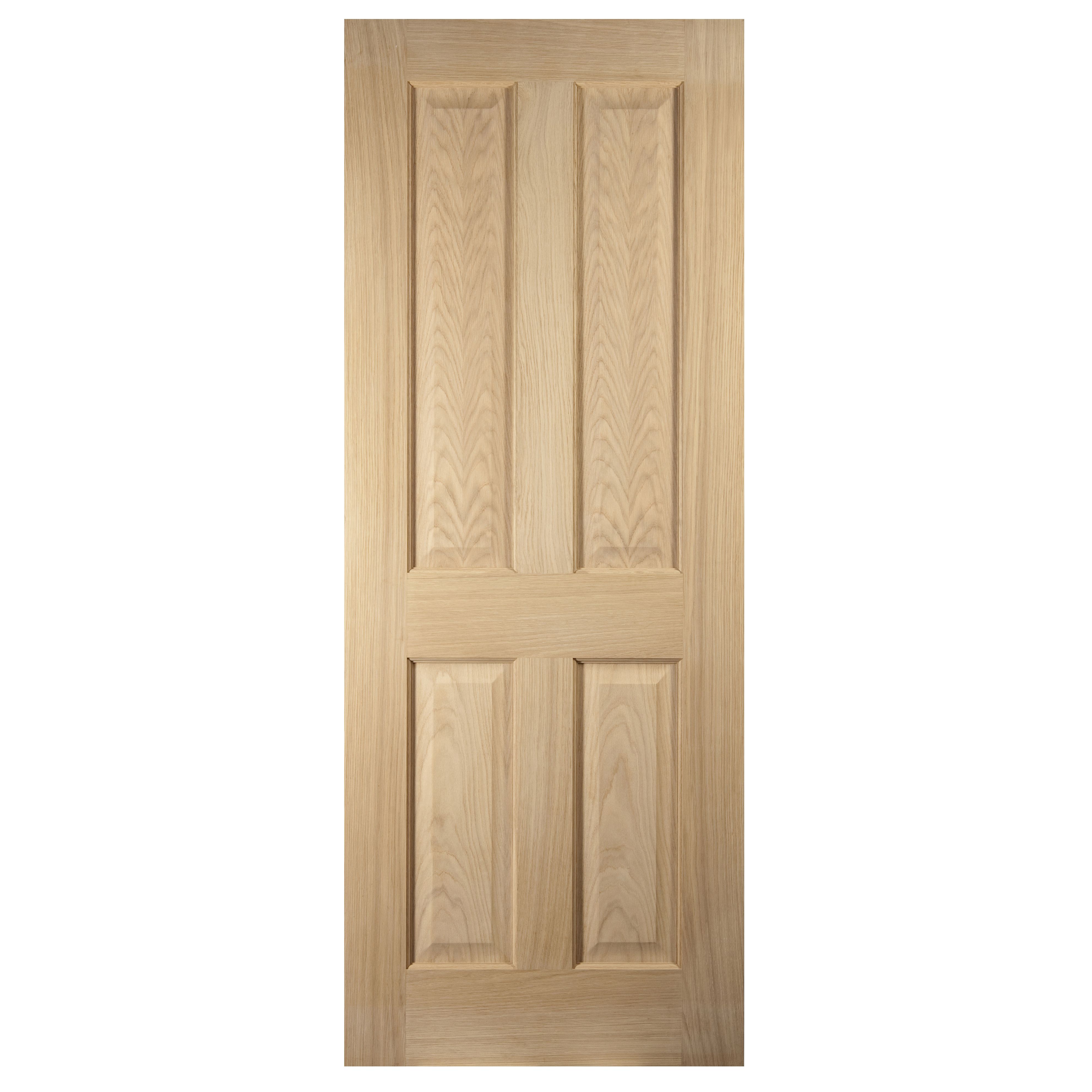 4 panel Unglazed Oak veneer Internal Fire door, (H)1981mm (W)762mm (T)35mm
