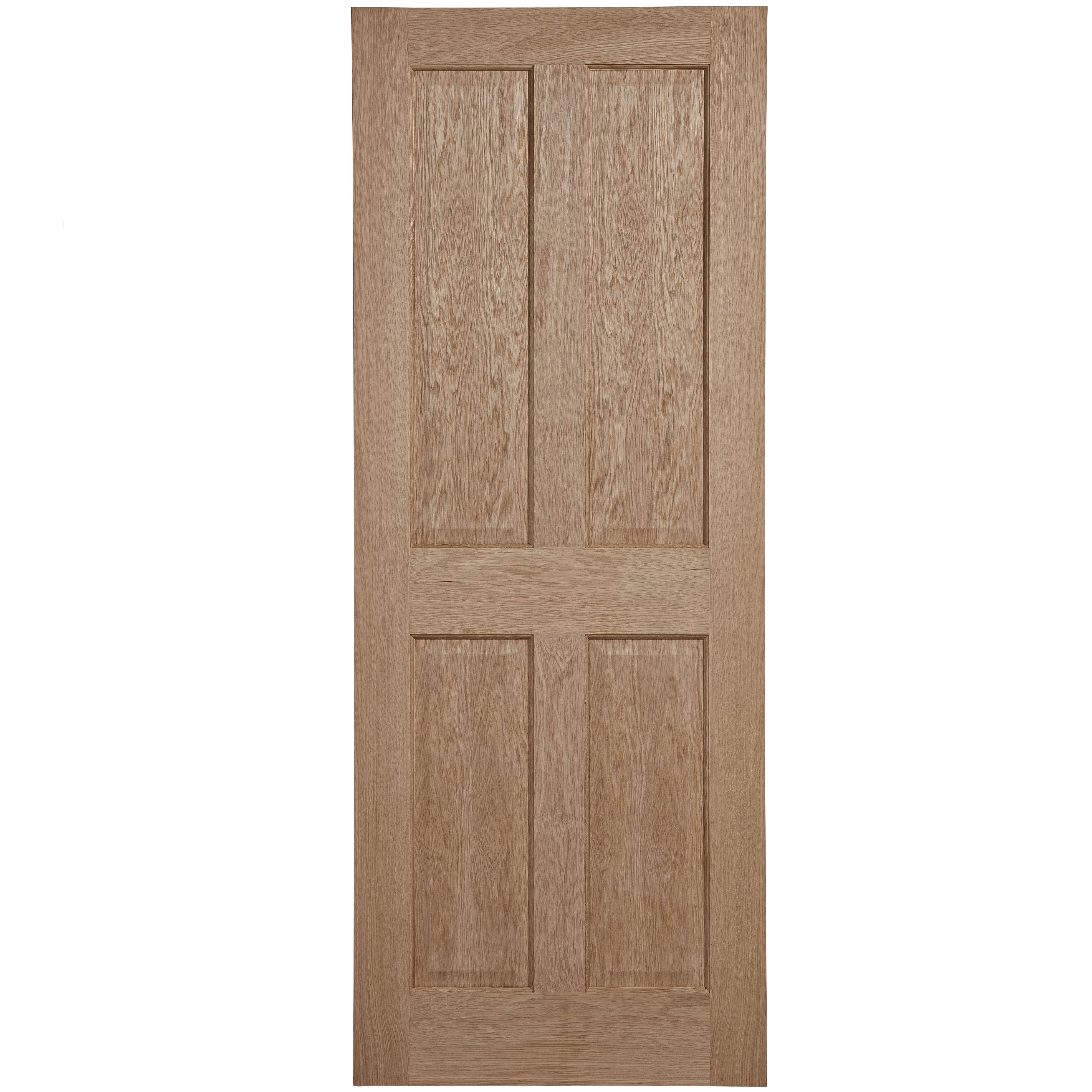 4 panel Unglazed Oak veneer Internal Fire door, (H)1981mm (W)762mm (T)44mm