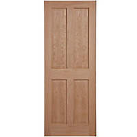 4 panel Unglazed Oak veneer Internal Fire door, (H)1981mm (W)838mm (T)35mm