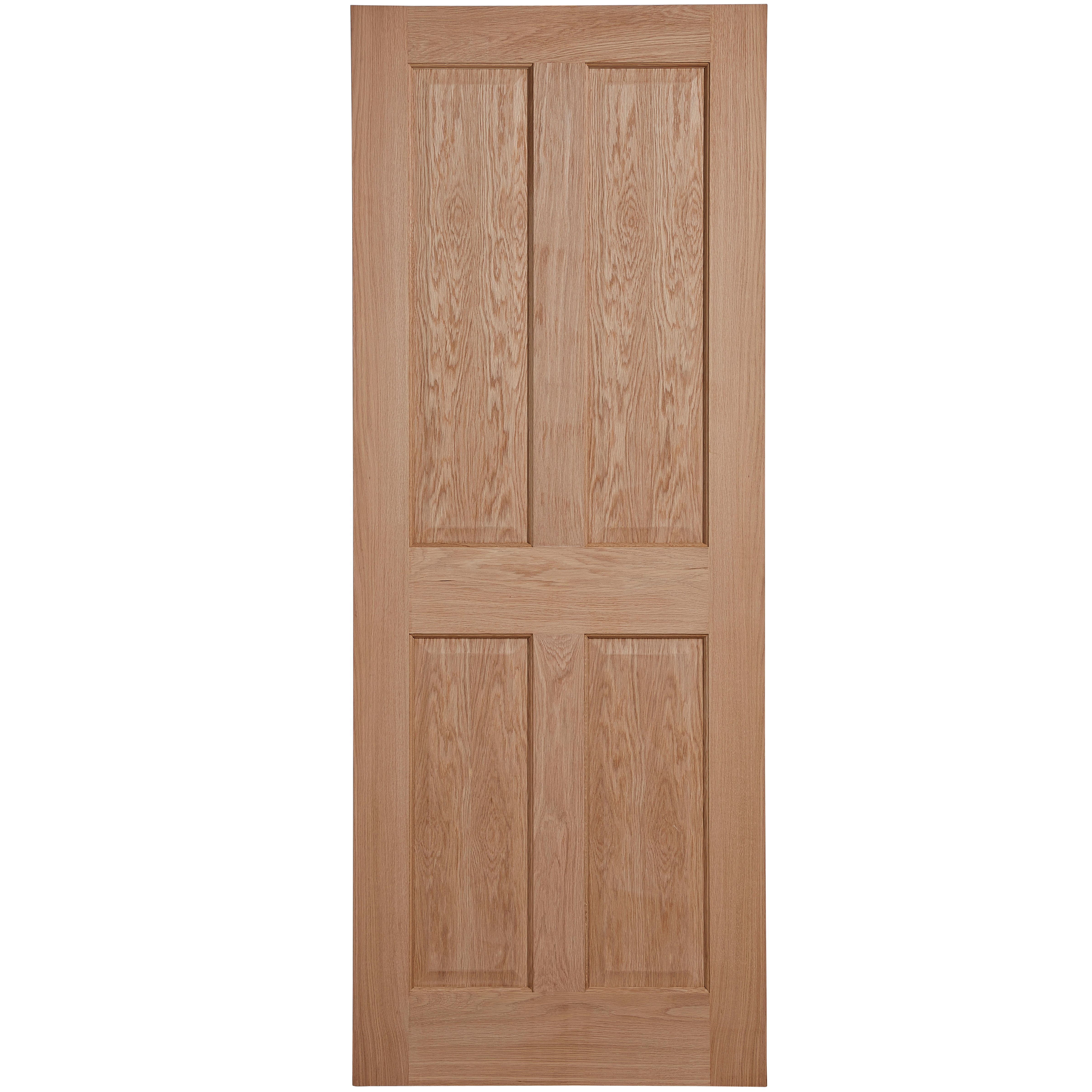 4 panel Unglazed Oak veneer Internal Fire door, (H)1981mm (W)838mm (T)35mm