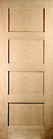 4 panel Unglazed Shaker Oak veneer Internal Door, (H)1981mm (W)610mm (T)35mm