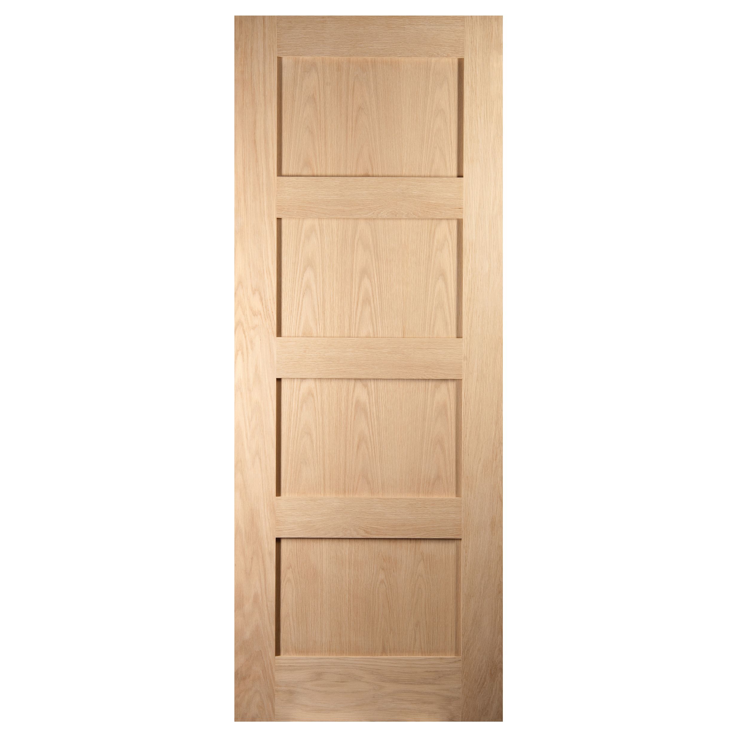4 panel Unglazed Shaker Oak veneer Internal Fire door, (H)1981mm (W)686mm (T)44mm