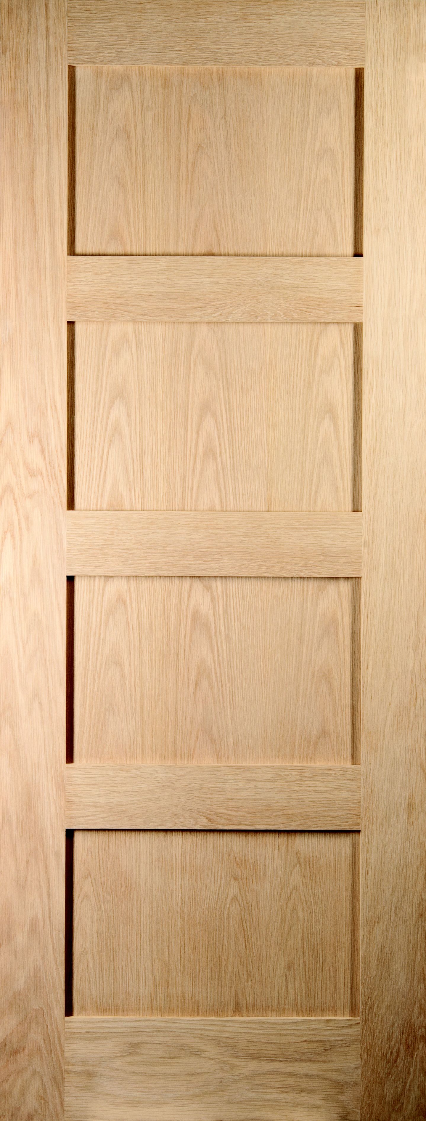 4 panel Unglazed Shaker White oak veneer Internal Door, (H)1981mm (W)686mm (T)35mm