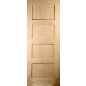 4 panel Unglazed Shaker White oak veneer Internal Door, (H)1981mm (W)838mm (T)35mm