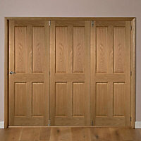 4 panel Unglazed Timber Oak veneer Internal Folding Door set, (H)2035mm (W)2146mm
