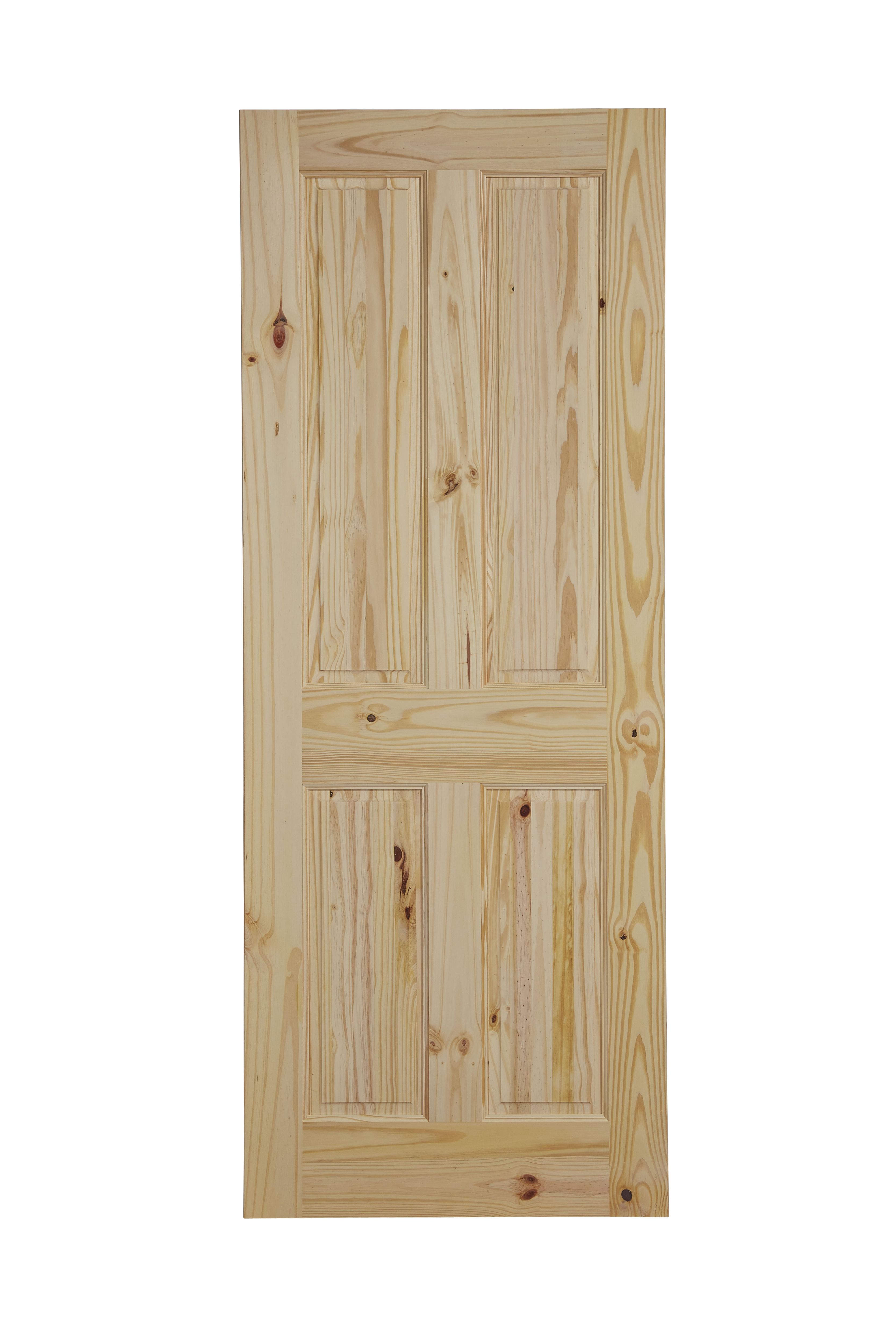 4 panel Unglazed Traditional Internal Knotty pine Fire door, (H)1981mm (W)762mm (T)44mm