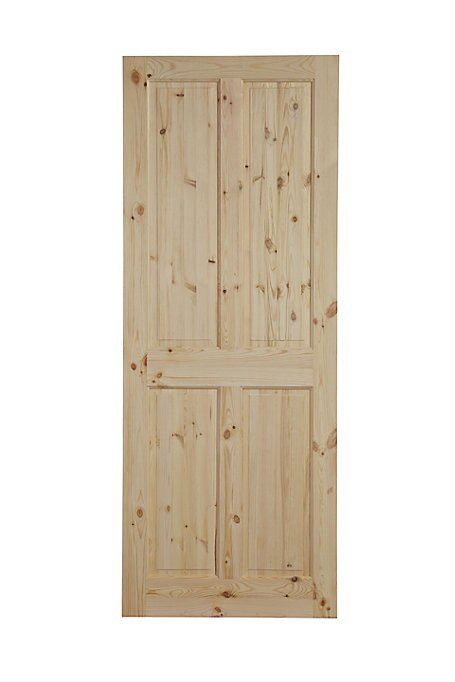 4 panel Unglazed Victorian Internal Knotty pine Door, (H)1981mm (W)610mm (T)35mm