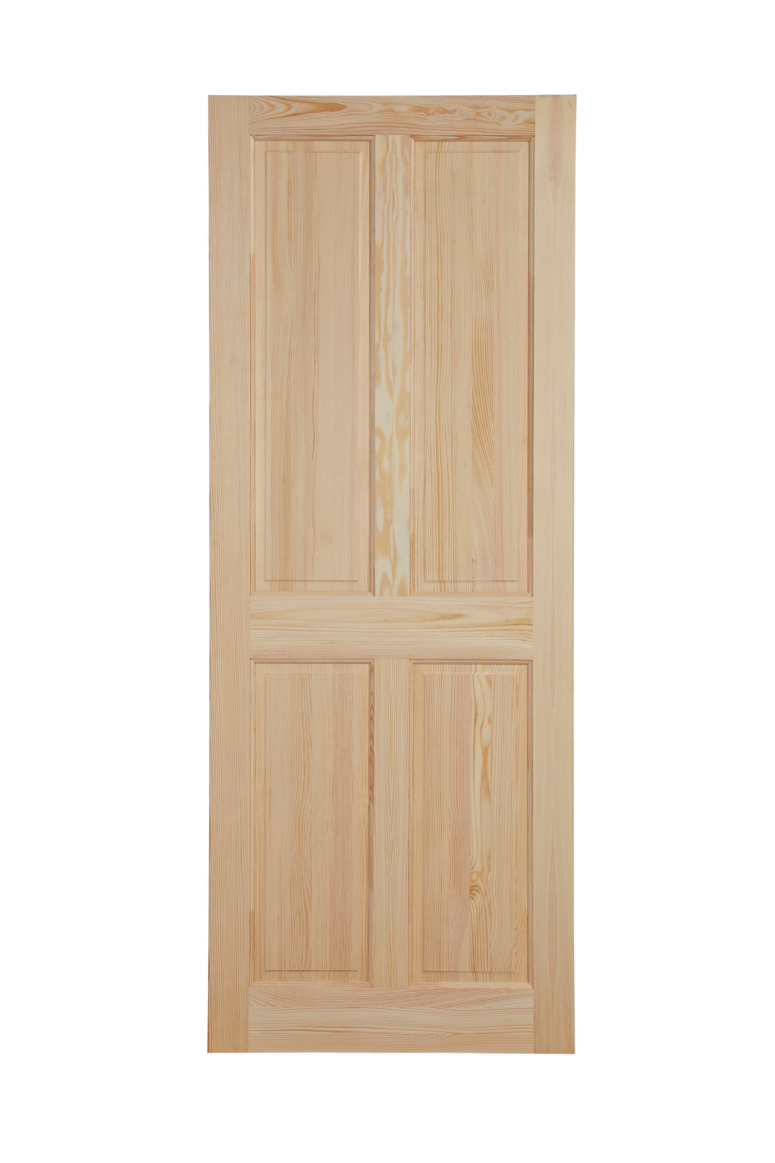 4 panel Unglazed Victorian Pine veneer Internal Clear pine Door, (H)1981mm (W)762mm (T)35mm