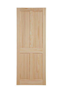 4 panel Unglazed Victorian Pine veneer Internal Clear pine Door, (H)2032mm (W)813mm (T)35mm