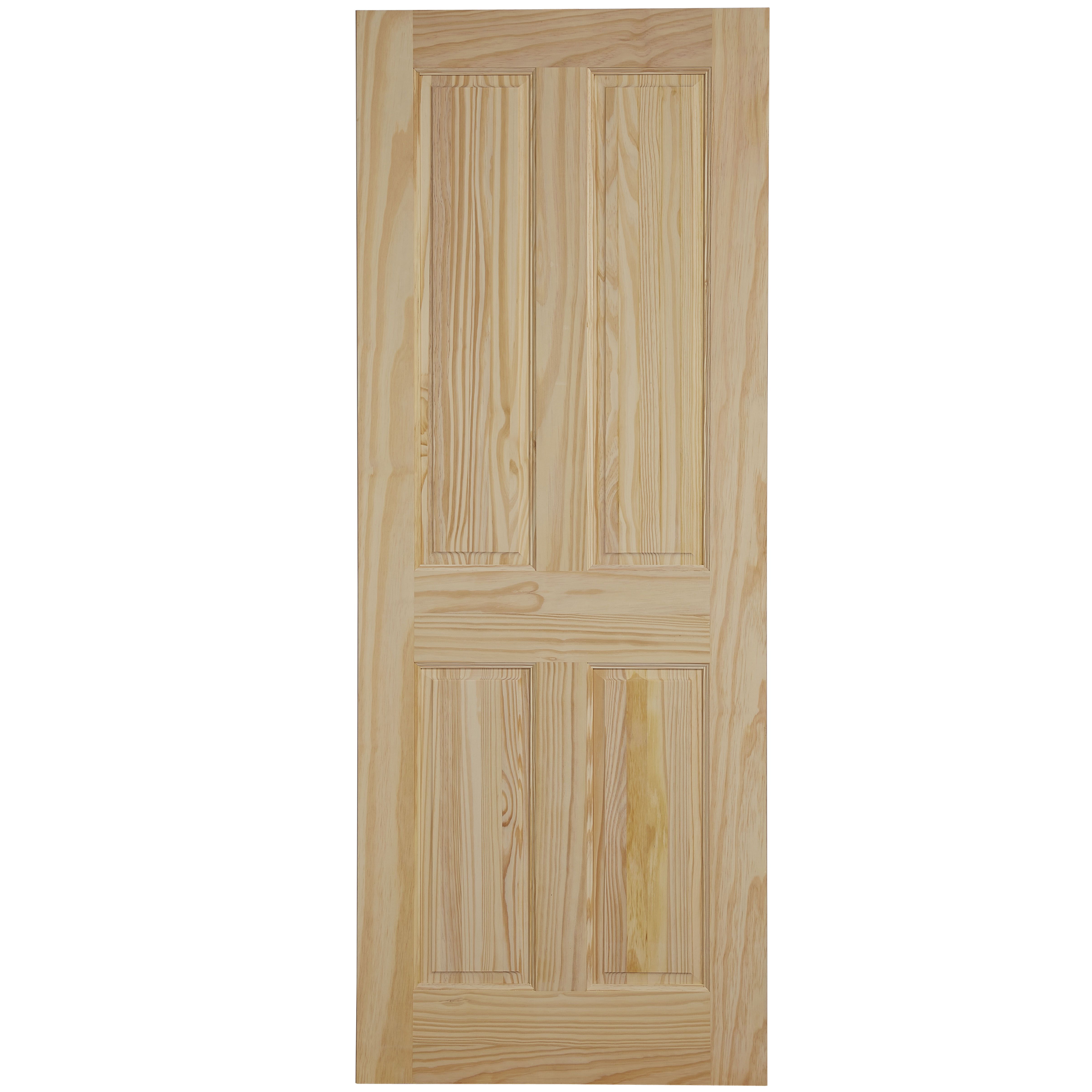 4 panel Unglazed Victorian Pine veneer Internal Clear pine Fire door, (H)1981mm (W)762mm (T)44mm