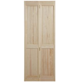 4 panel Unglazed Victorian Unfinished Clear pine Internal Bi-fold Door set, (H)1945mm (W)675mm