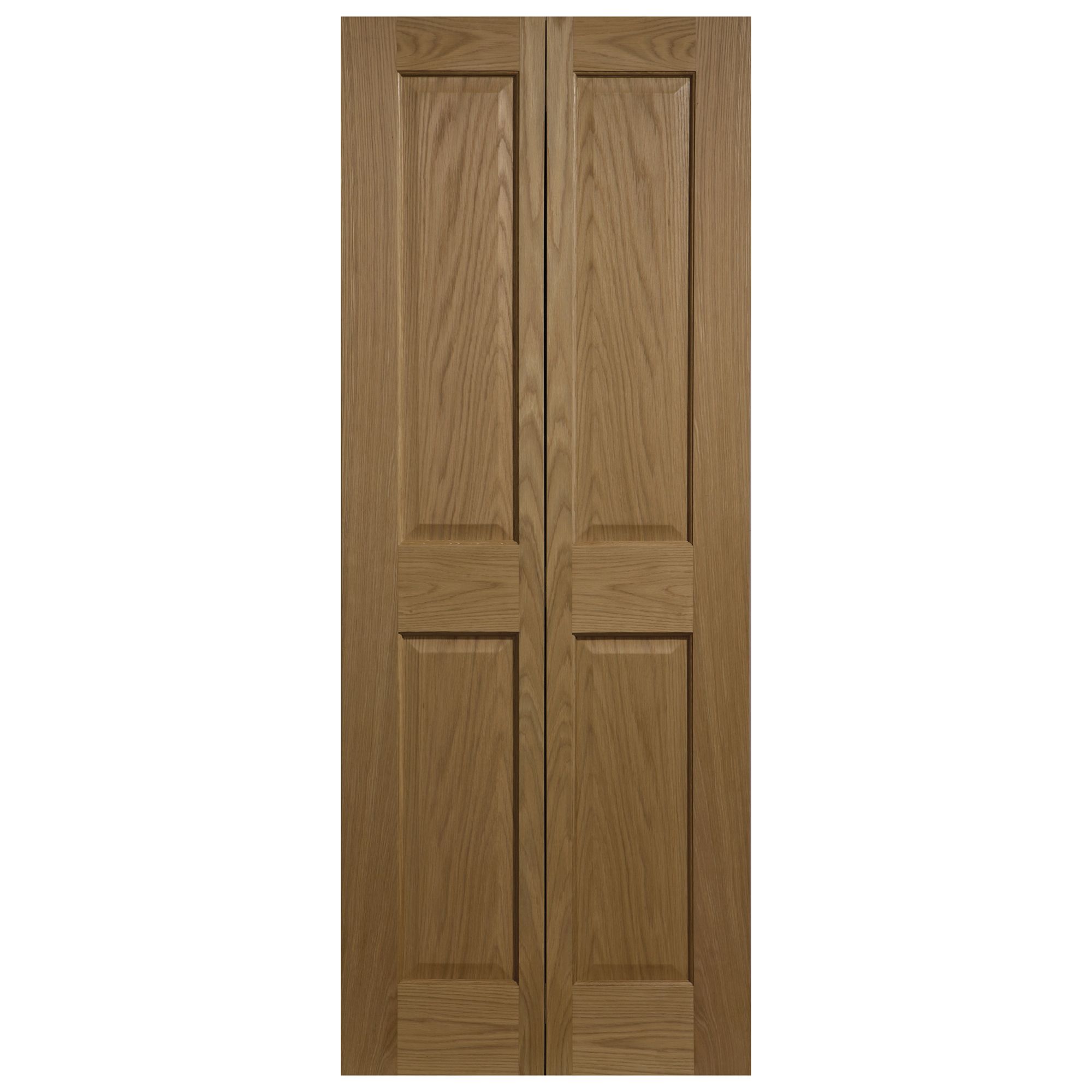 4 panel Unglazed Victorian White oak effect Timber Oak veneer Internal Bi-fold Door set, (H)1950mm (W)753mm