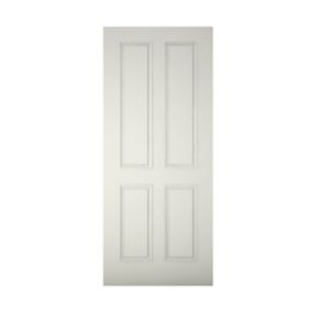 4 panel White Wooden External Panel Front door, (H)1981mm (W)838mm