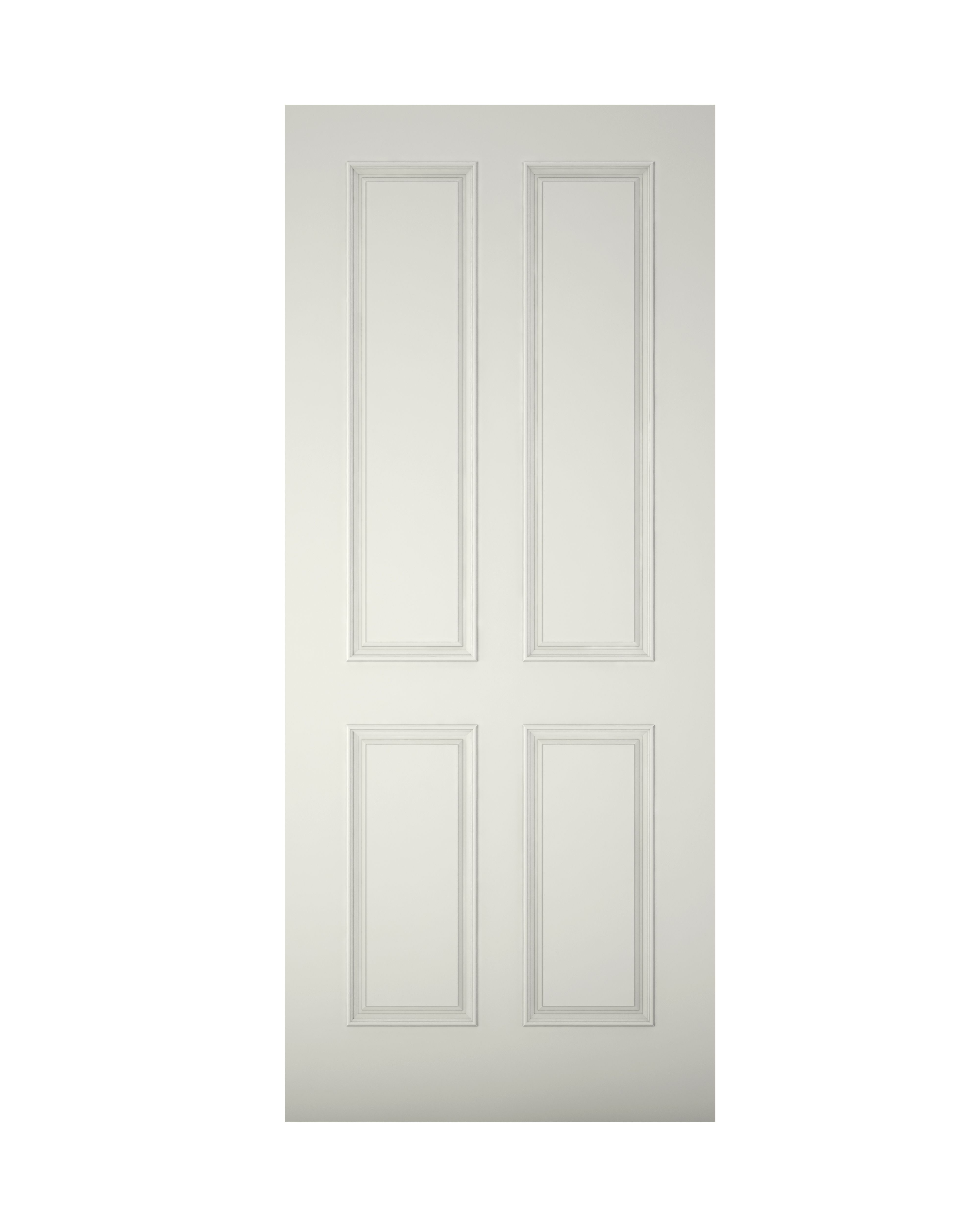 4 panel White Wooden External Panel Front door, (H)2032mm (W)813mm