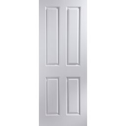 4 panel White Woodgrain effect Internal Door, (H)1981mm (W)610mm (T)35mm