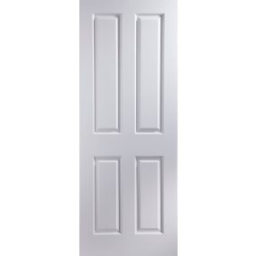 4 panel White Woodgrain effect Internal Door, (H)1981mm (W)686mm (T)35mm