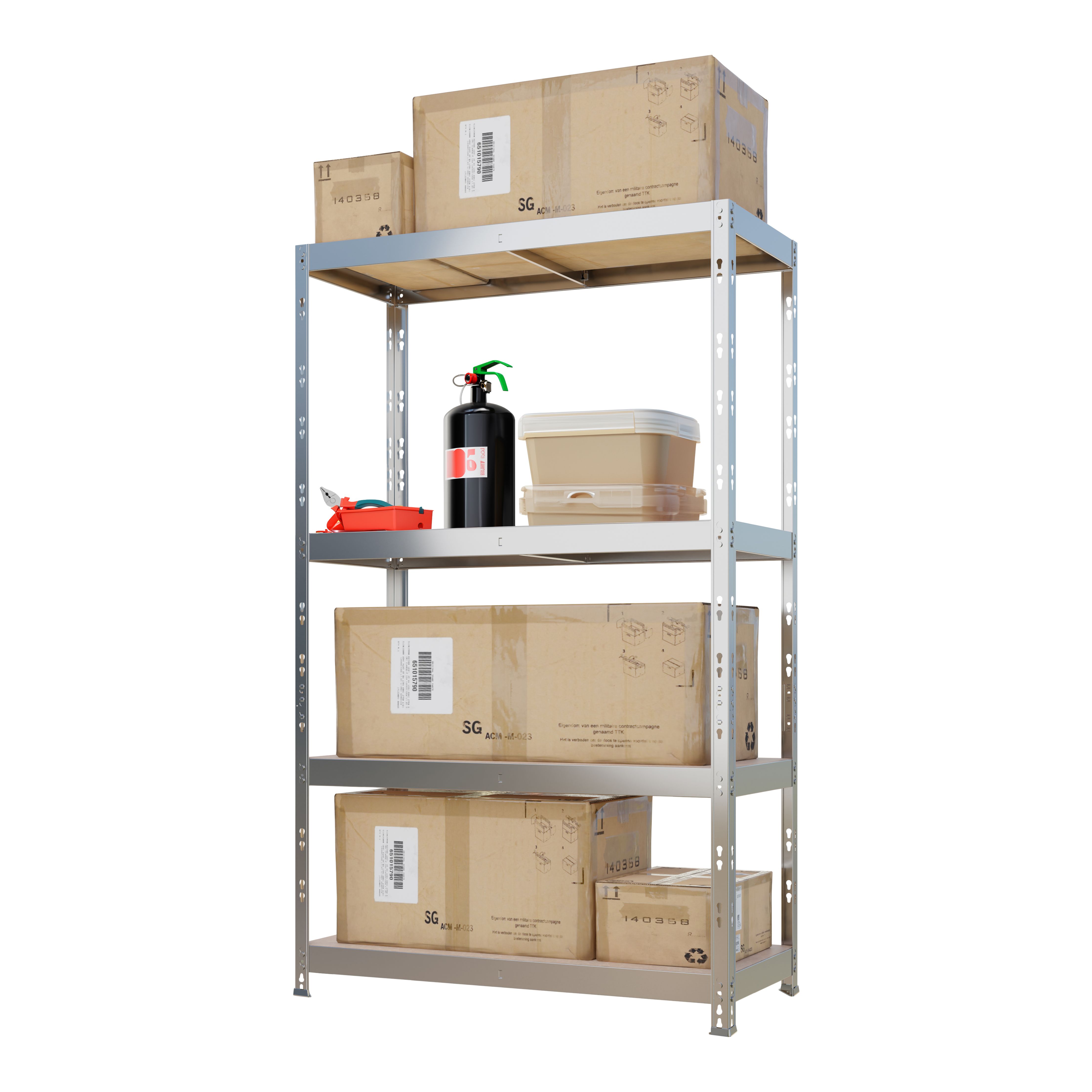 4 shelf Steel & Fibreboard Shelving unit (H)1600mm (W)750mm (D)350mm