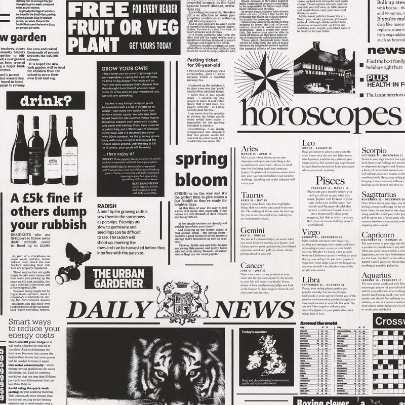 Statement Black  White  Newspaper  Wallpaper  Departments 