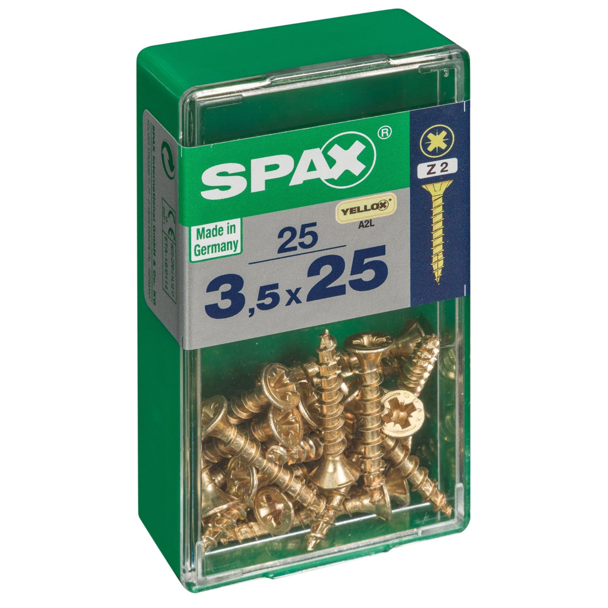 Spax CR vi free Steel Wood screw (Dia)3.5mm (L)25mm, Pack of 25