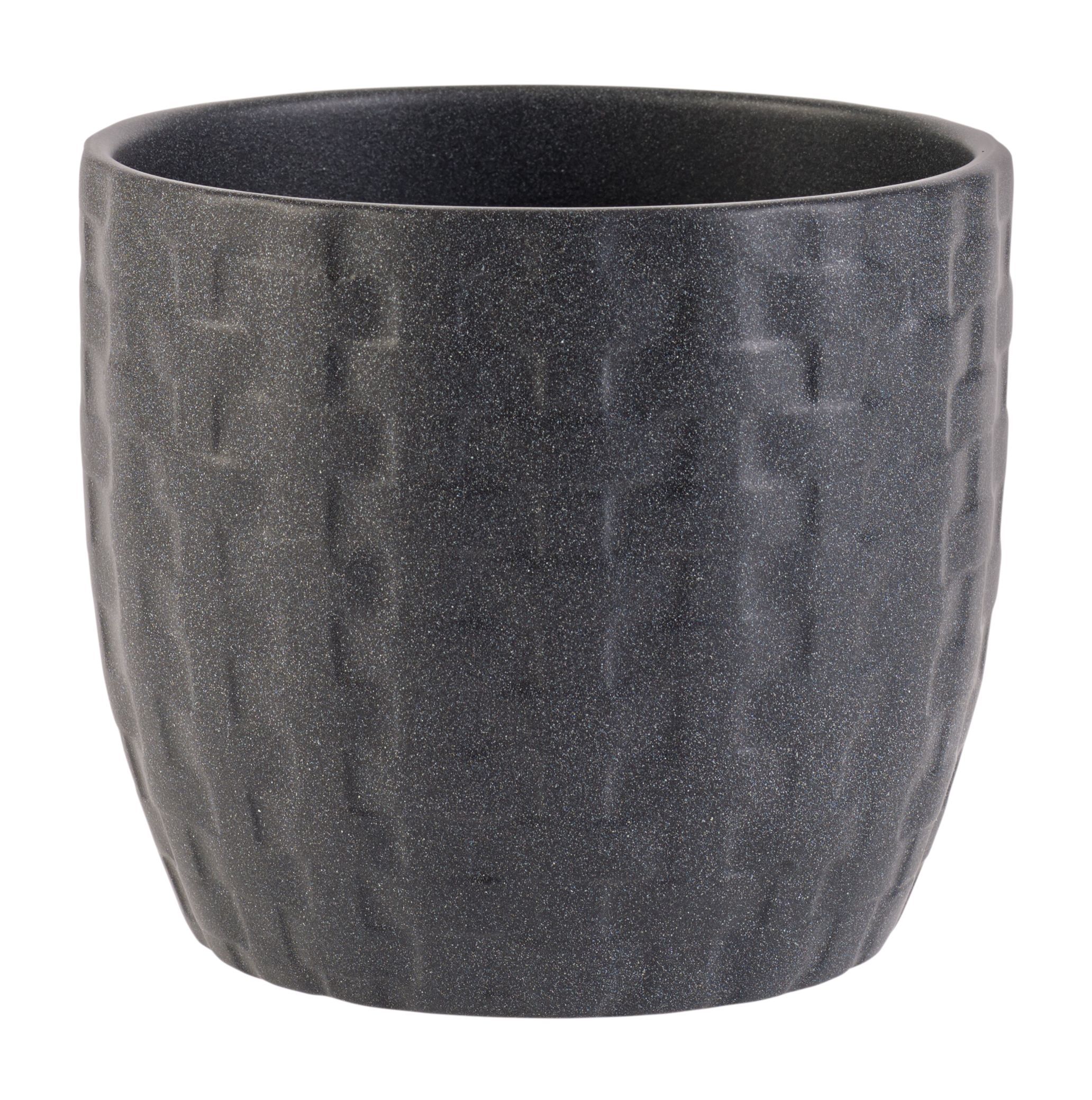 Kiruna Round Ceramic Black Plant Pot (H)230mm (Dia)240mm Departments