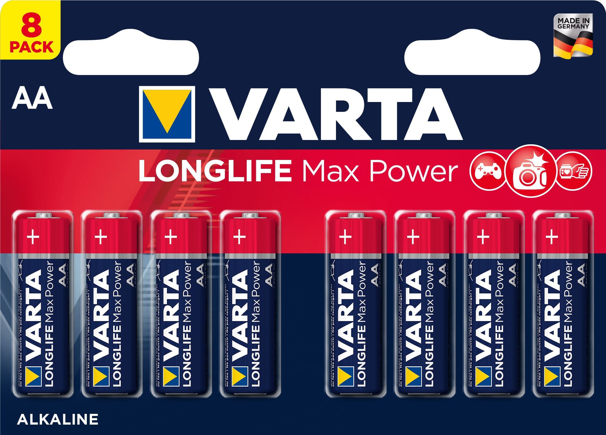 Varta Longlife Max Power Non Rechargeable AA Battery, Pack Of 8 ...