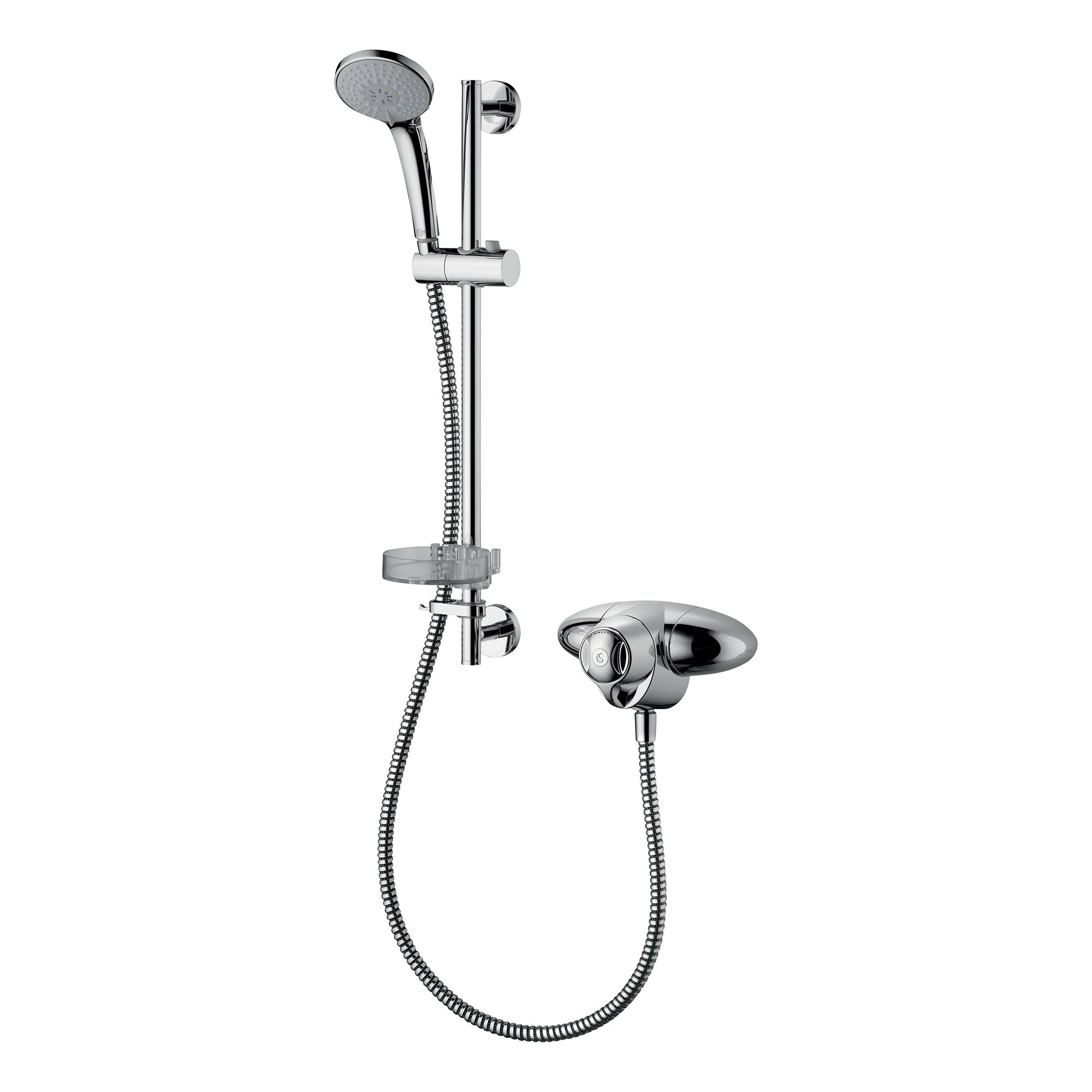 Ideal Standard Shower Mixer Pack 3-Spray Pattern Chrome Effect Wall-Mounted Thermostatic Mixer Shower