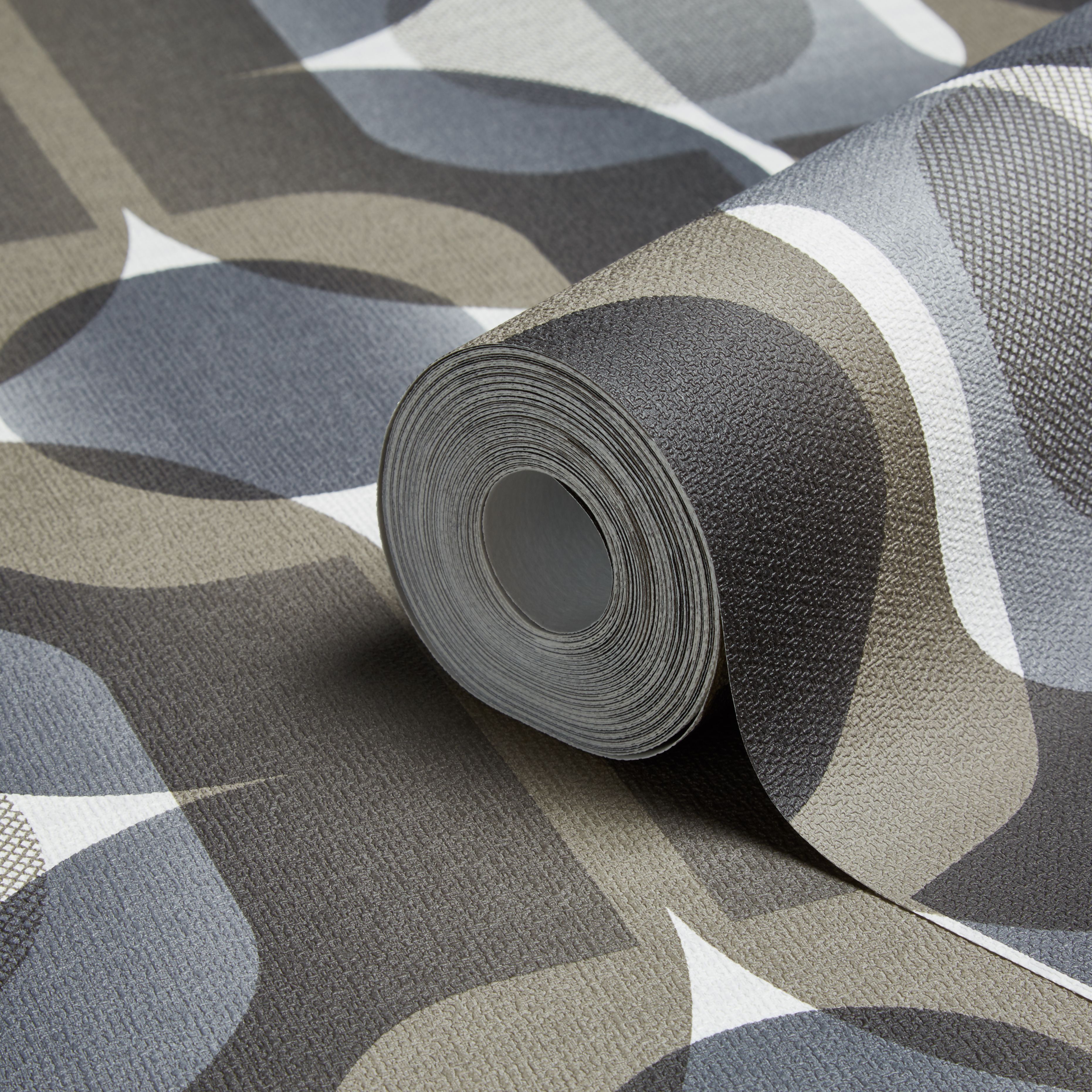 A.S. Creation Retro Motif Black, Brown &amp; Grey Geometric