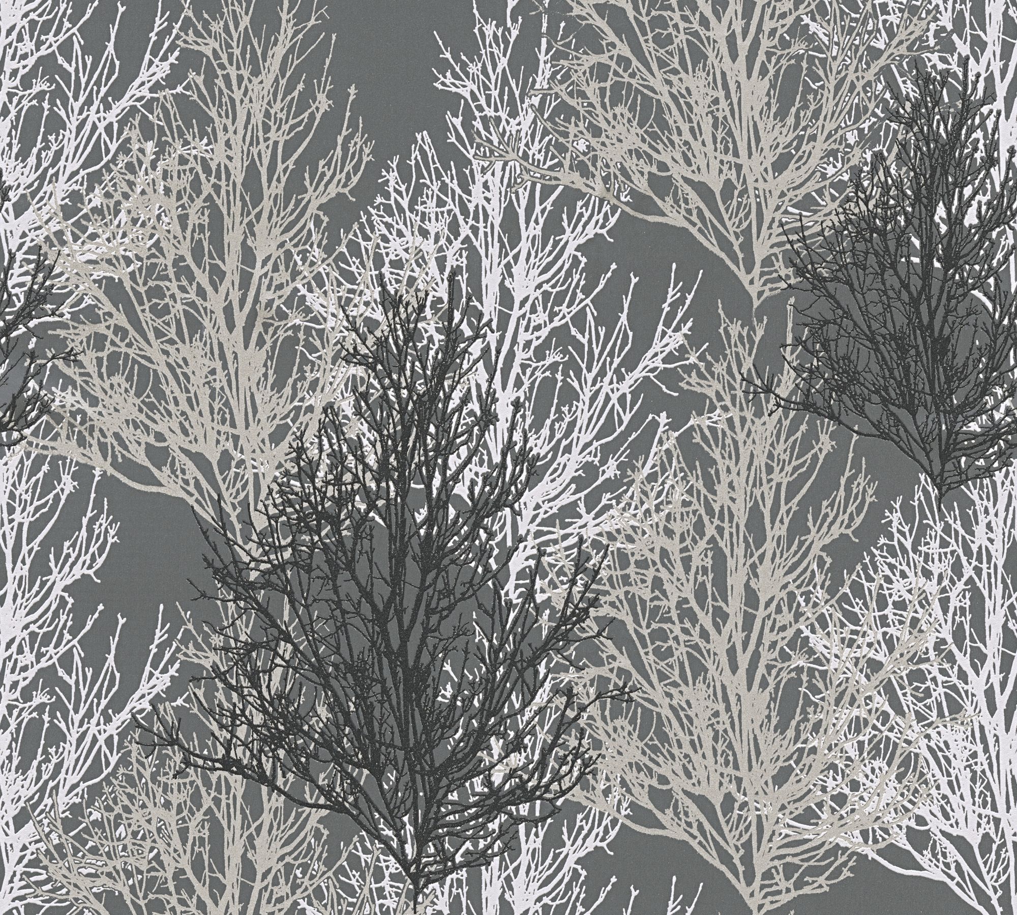 A.S. Creation Black & grey Tree Glitter effect Wallpaper Departments