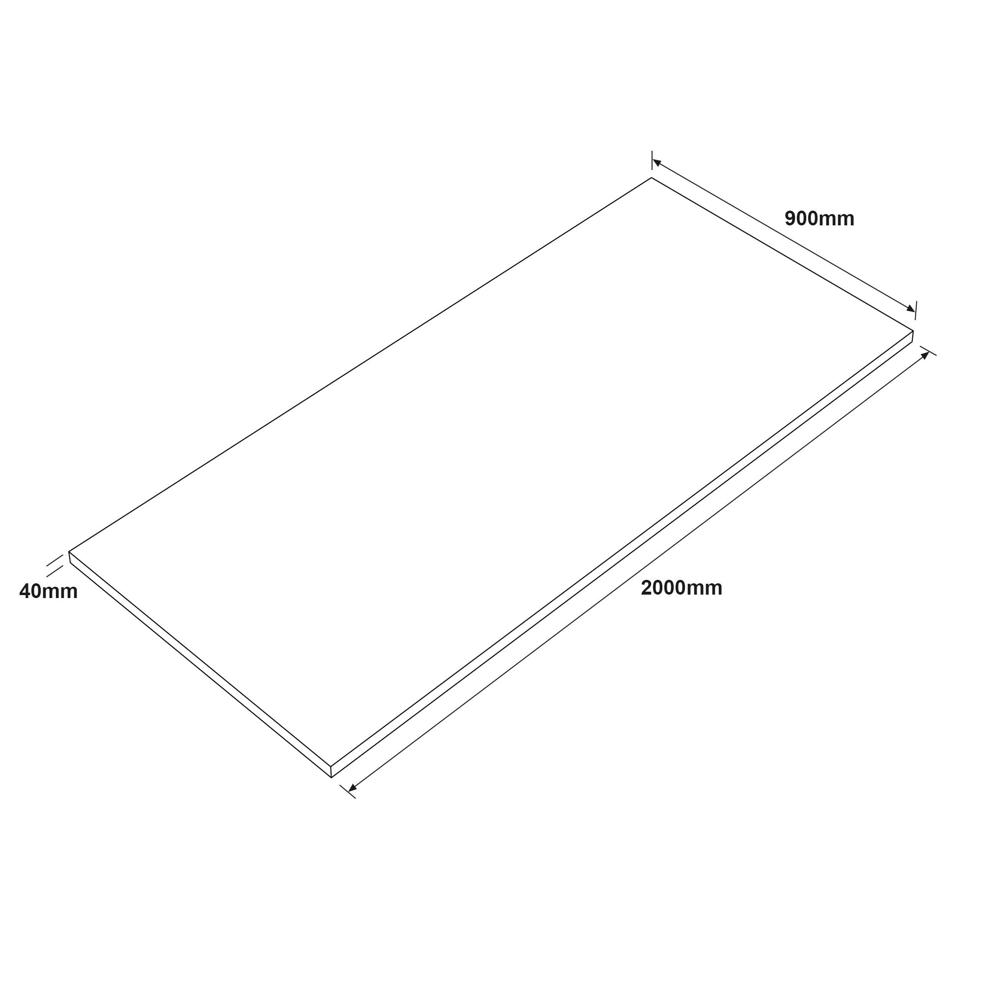 40mm Oak Classic Oiled Solid oak Chamfered Kitchen Island Worktop, (L)2000mm