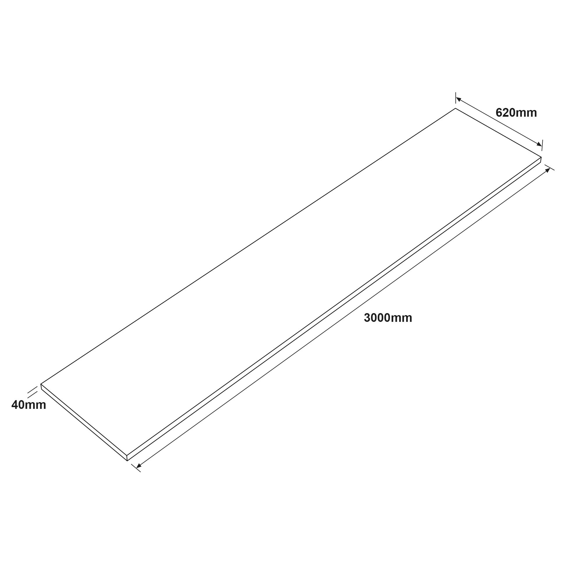 40mm Oak Harmony Oiled Solid oak Chamfered Kitchen Worktop, (L)3000mm