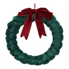 41cm Green & Red bow Christmas wreath