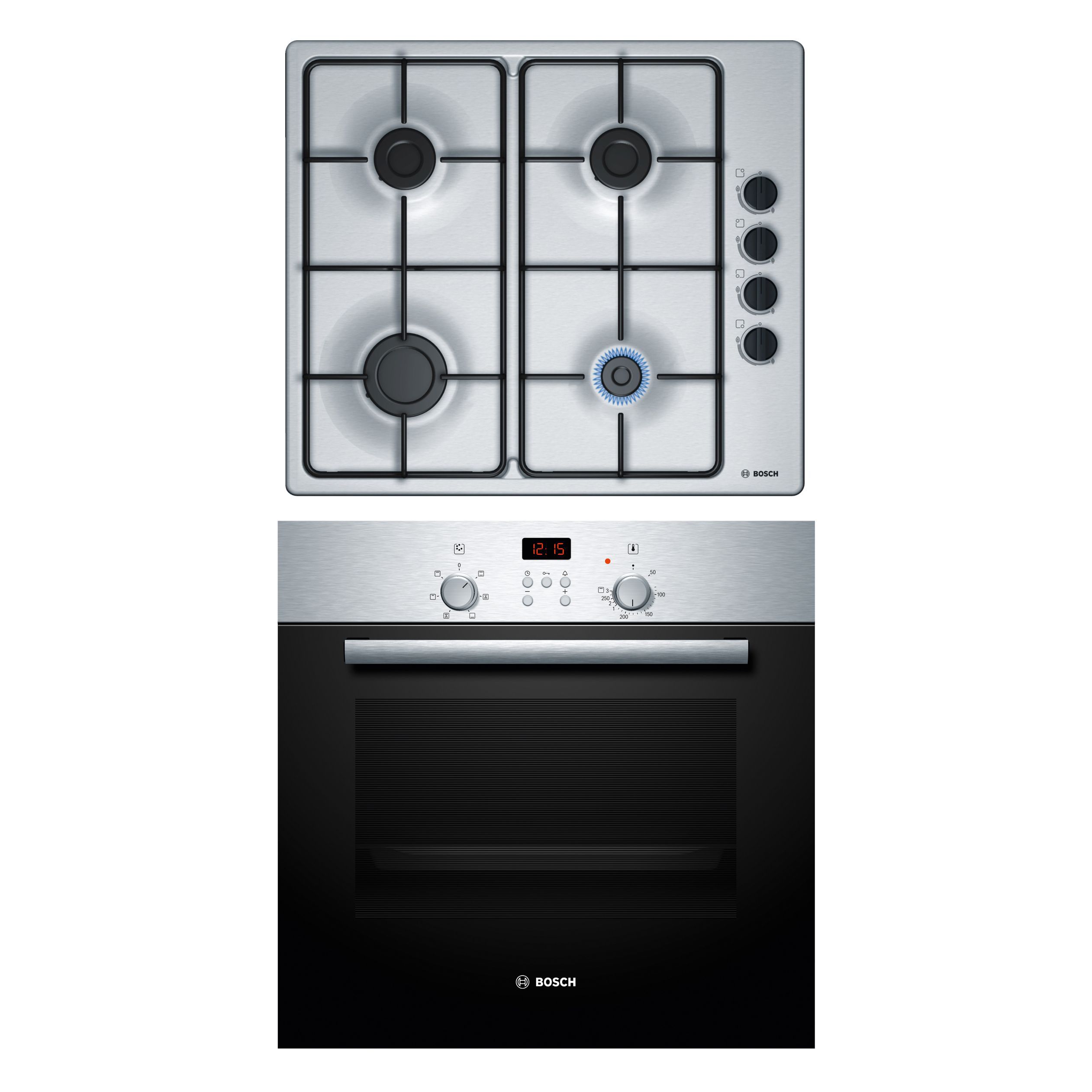 Bosch HBN2PBP6E1 Stainless steel Single Oven & gas hob pack