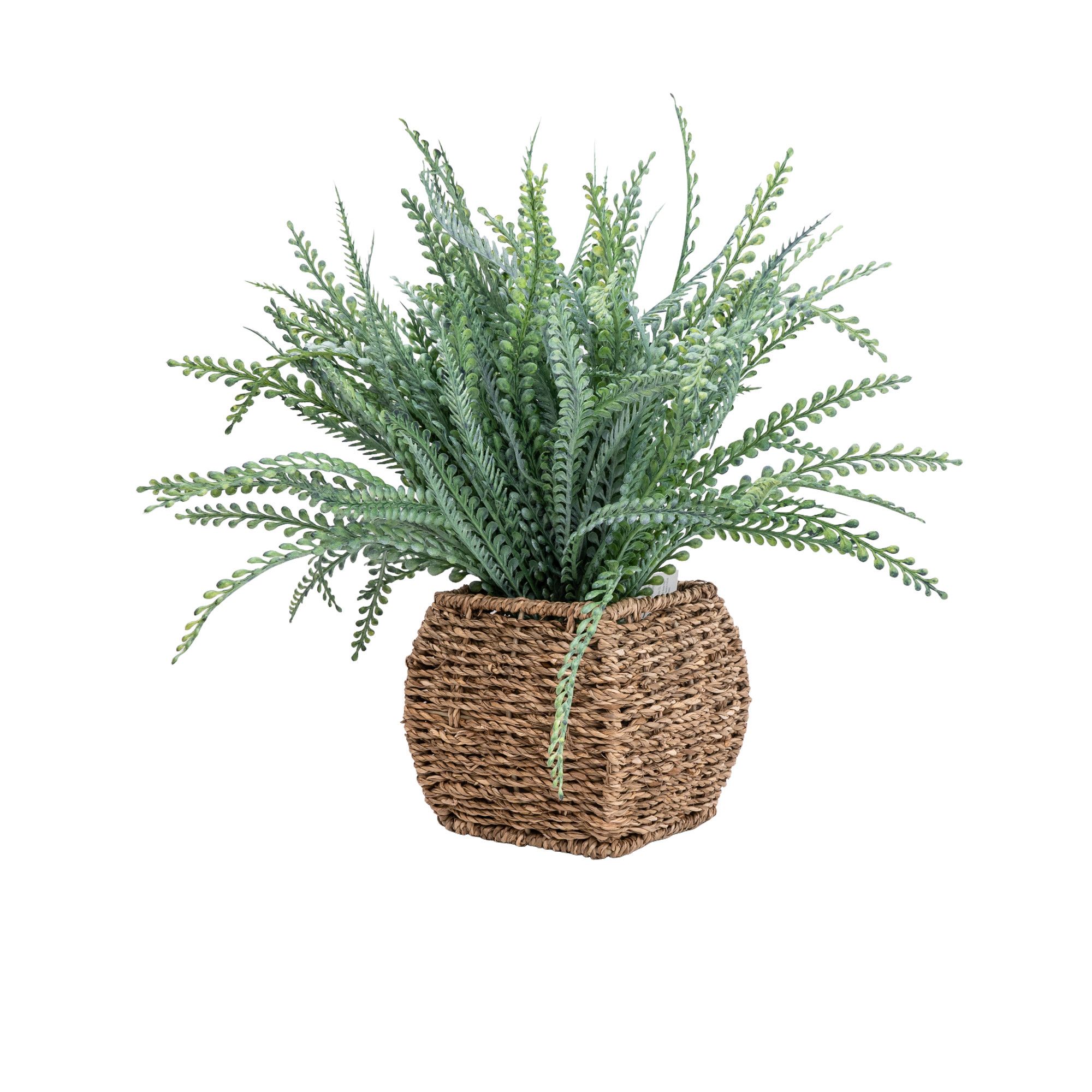 43cm Fern Artificial plant in Brown Seagrass Basket