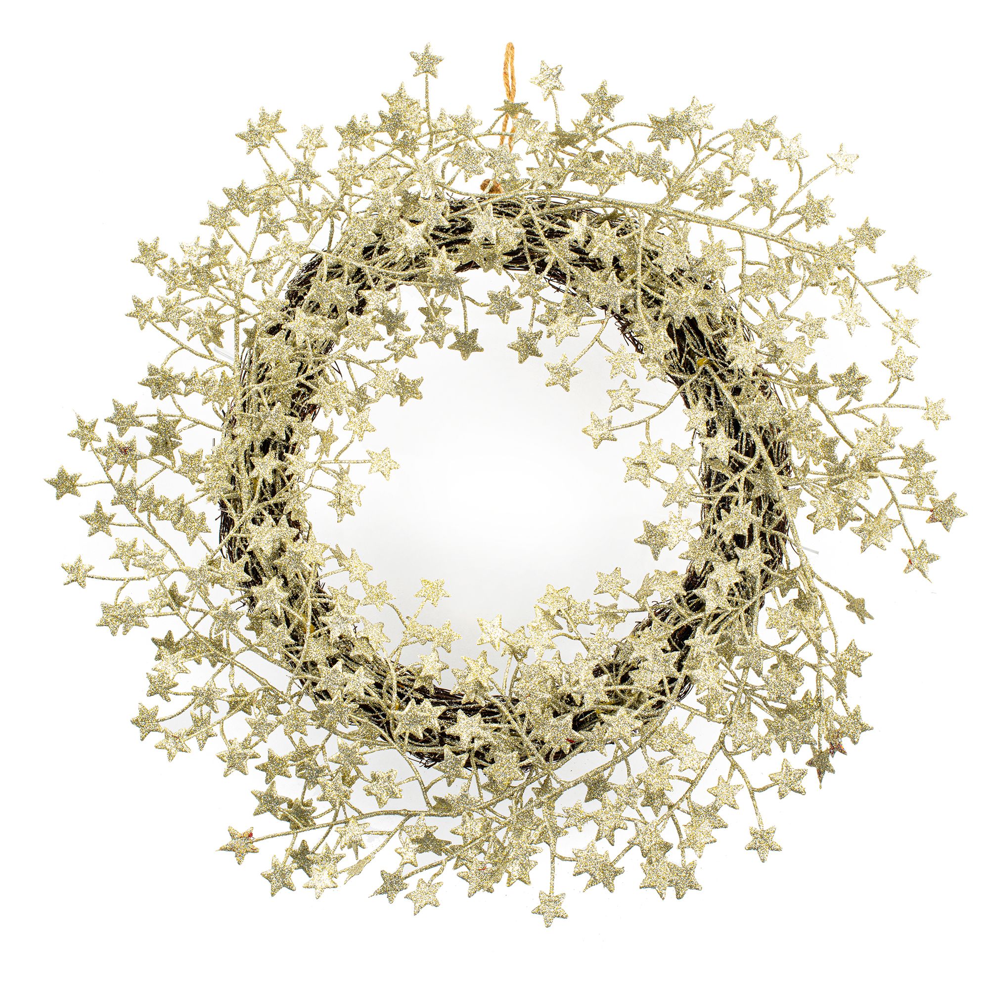 45cm Gold Glitter effect Round Star Christmas wreath Price Comparisons | Compare The Build