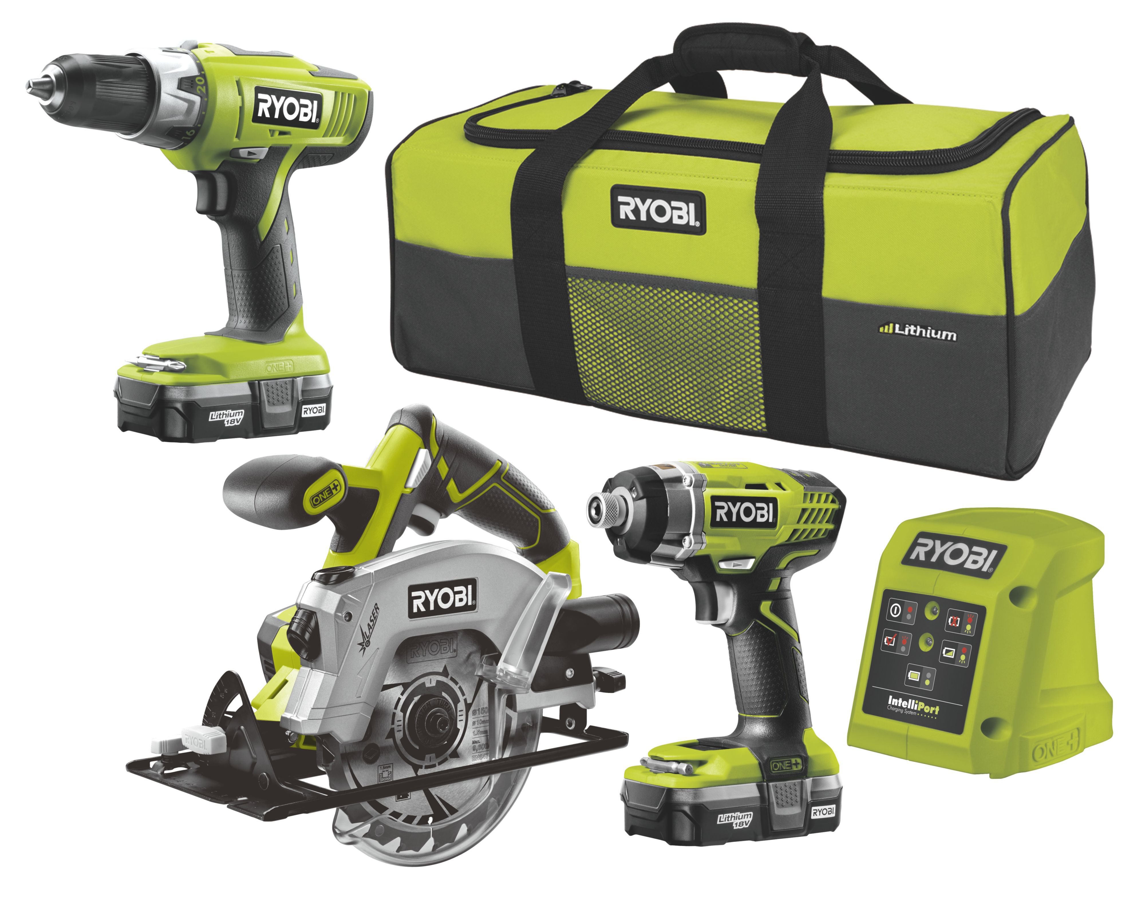 Ryobi One Cordless 18v 1 3ah Piece 3 Piece Kit R18ck3b Ll13s