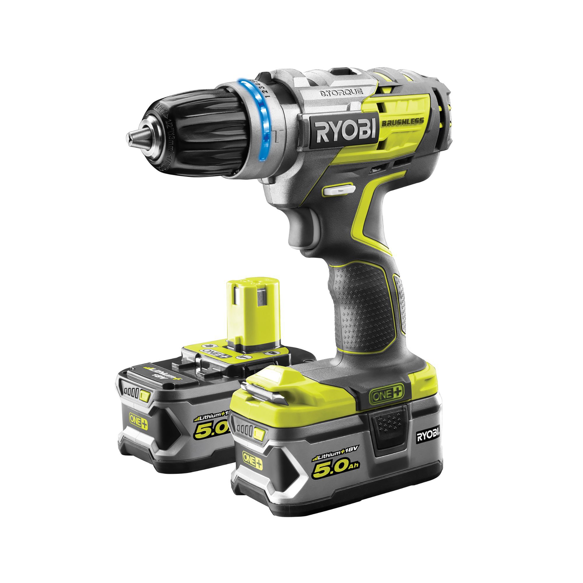 Ryobi One+ Cordless 18V 5Ah Li-ion Brushless Combi drill 2 batteries ...