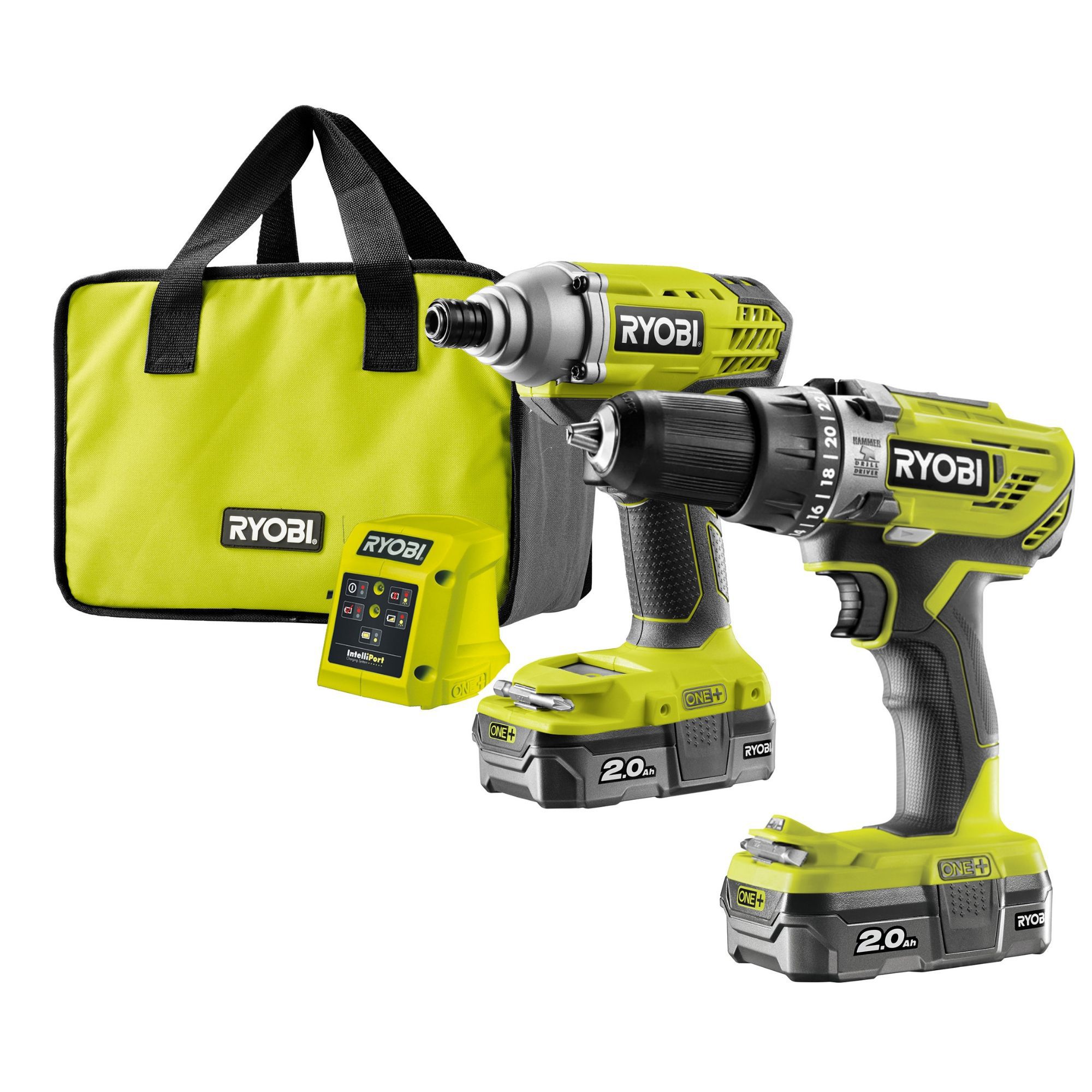 Ryobi ONE+ 18V 2Ah Li-ion Cordless Combi drill & impact driver R18IDPPD ...