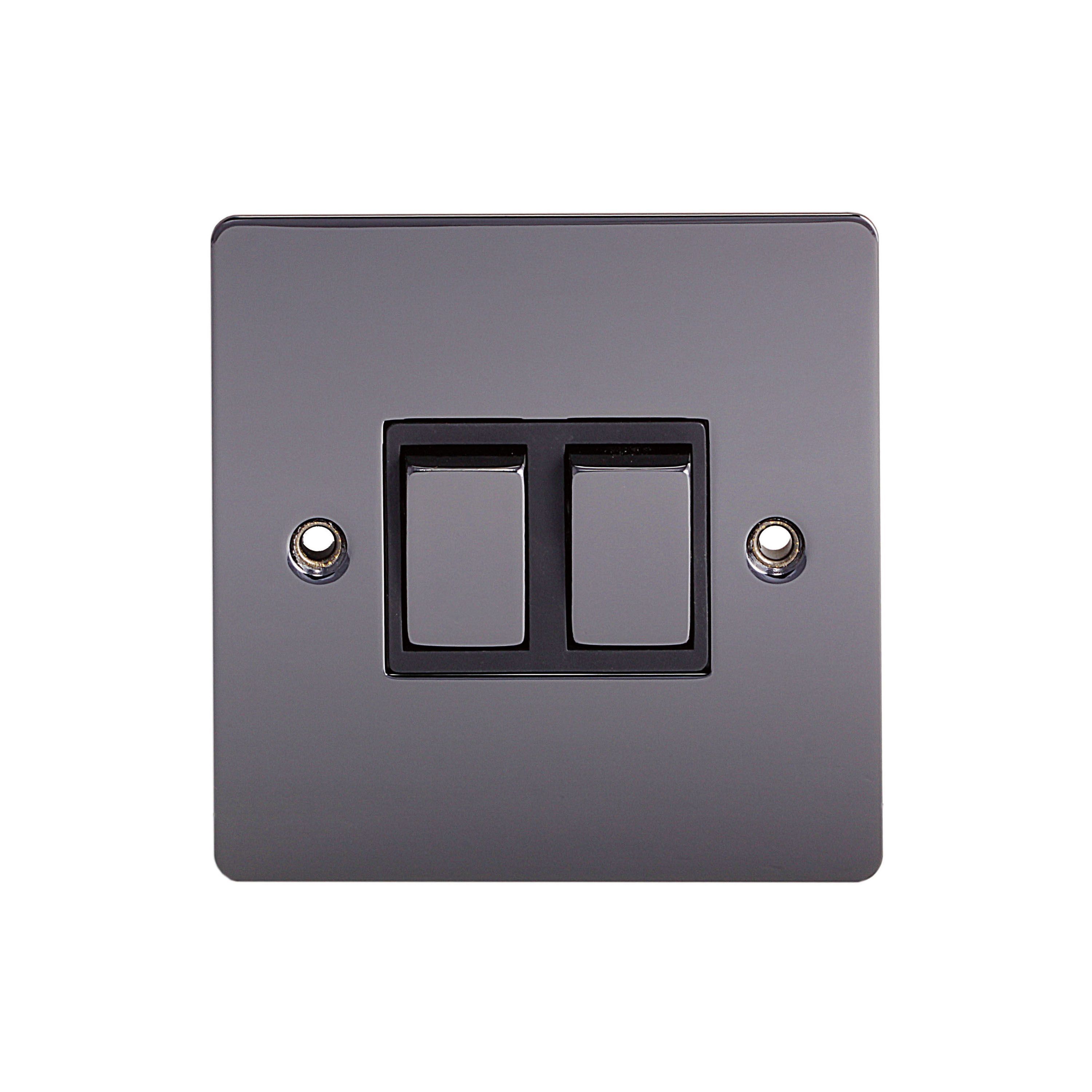 Holder 10A 2Way Double Black nickel Light switch Departments DIY
