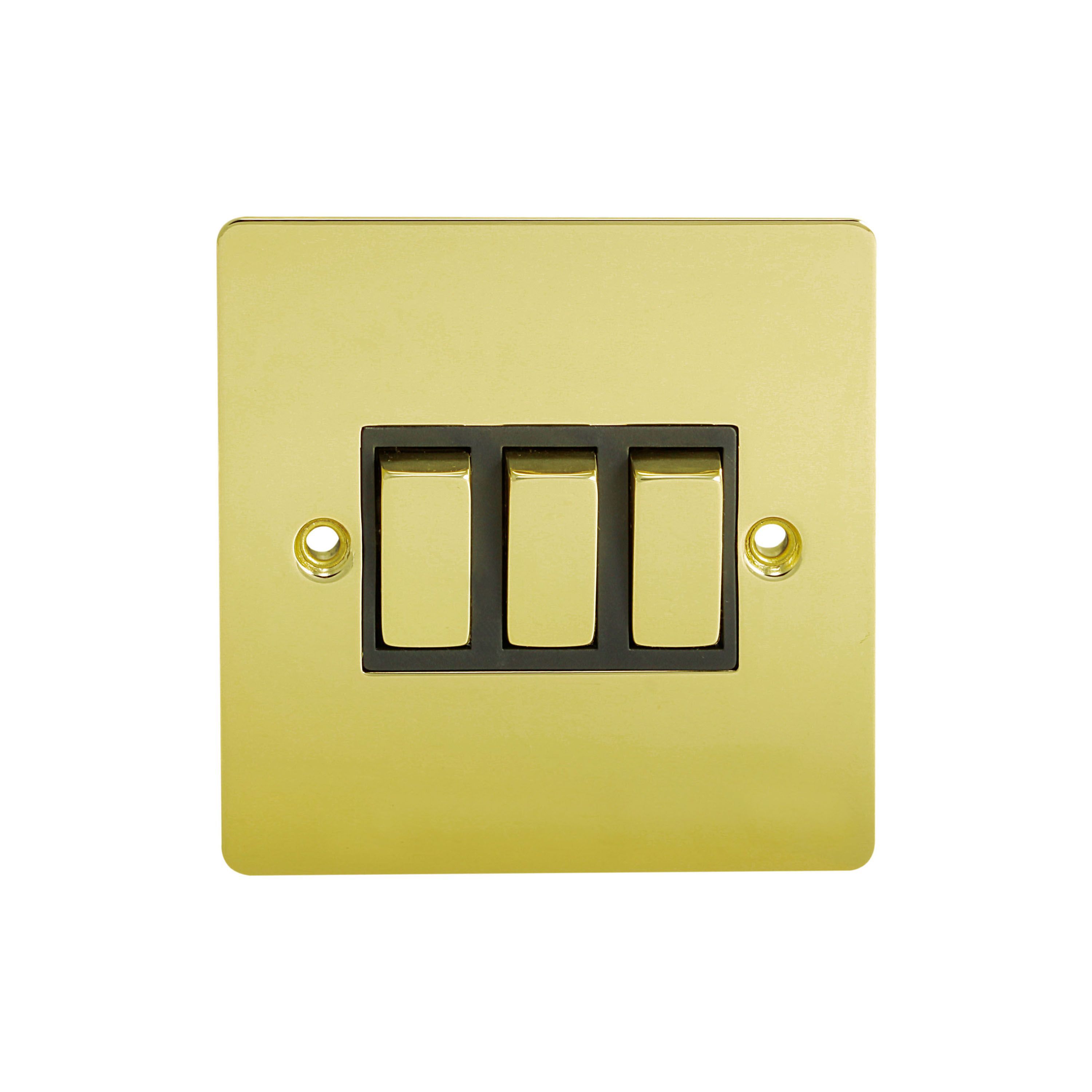 Holder 10A 2Way Triple Polished Brass Light Switch Departments DIY